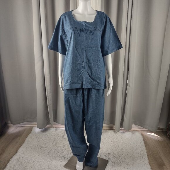 Great Cavalier by St. Paul 100% Silk Vintage 2-Piece Blue Lounge Set Women’s XL - Picture 2 of 16